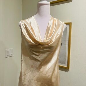 Elegant Cream Satin Cowl Neck Top